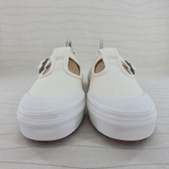 Vans Womens Style 93 Mary Jane Beige Linen Canvas Buckle Shoes Chunky Size 8.5 - Picture 4 of 12